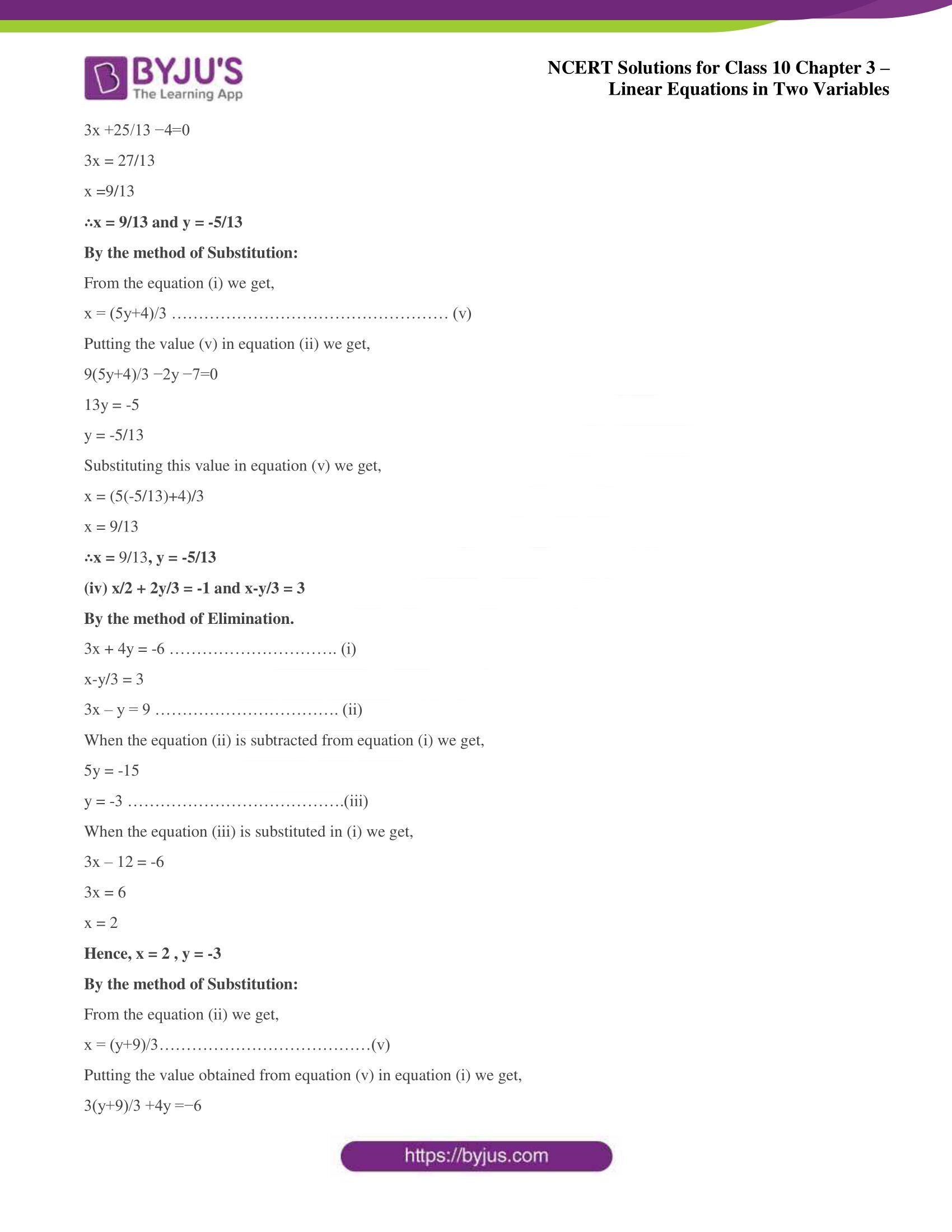 NCERT Solutions for Class 10 Chapter 3 Linear Equations in Two Variables