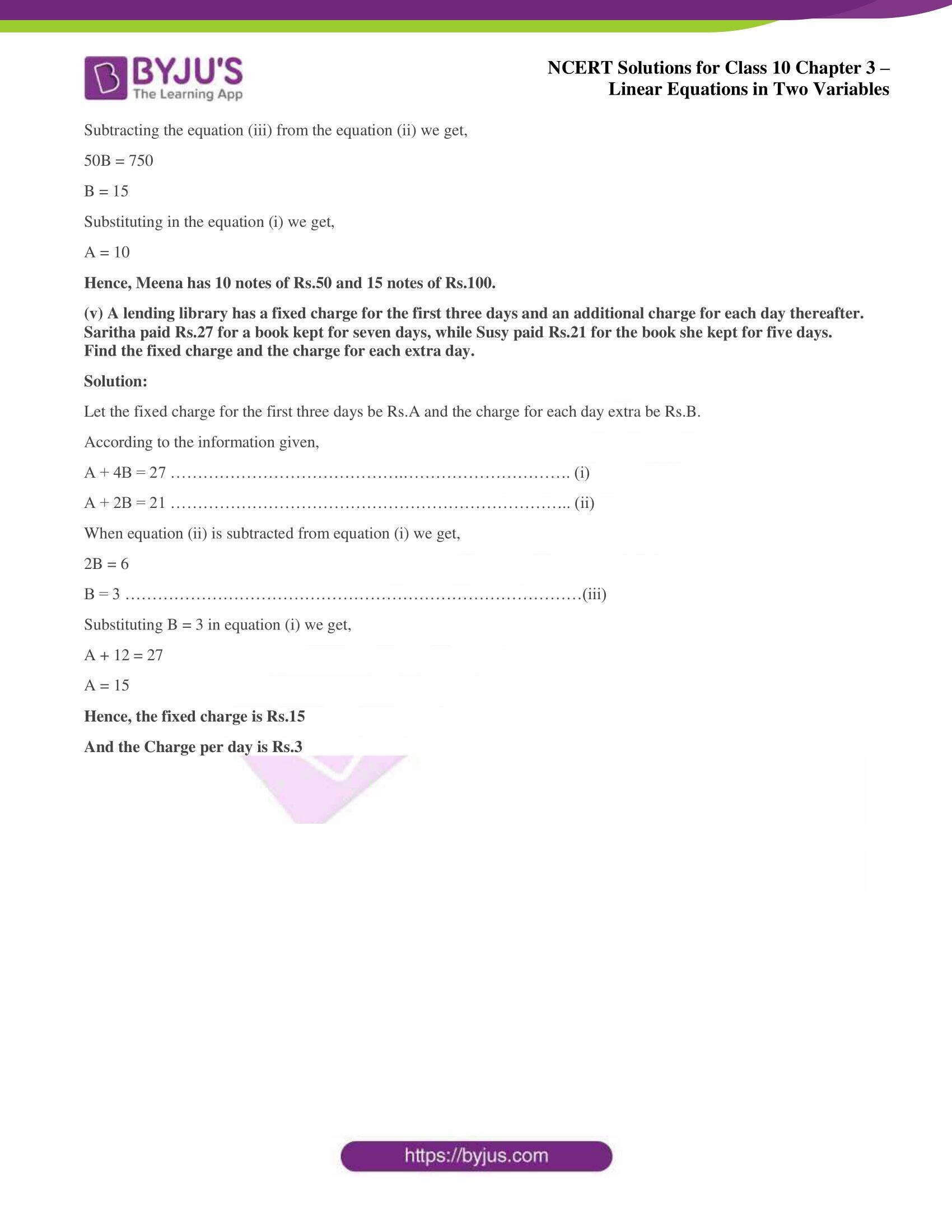 NCERT Solutions for Class 10 Chapter 3 Linear Equations in Two Variables