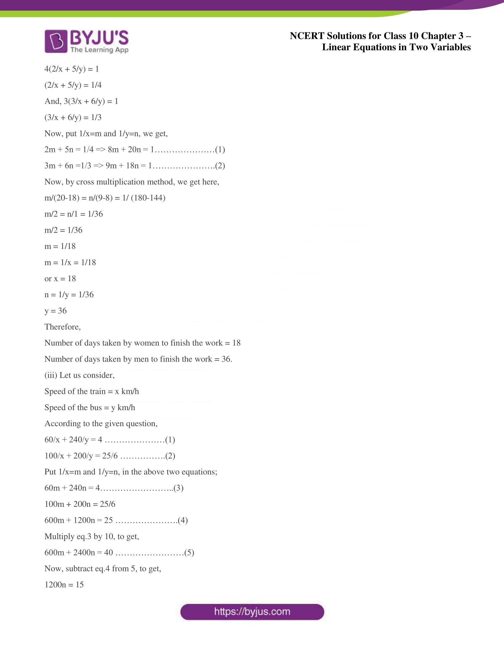 NCERT Solutions for Class 10 Chapter 3 Linear Equations in Two Variables